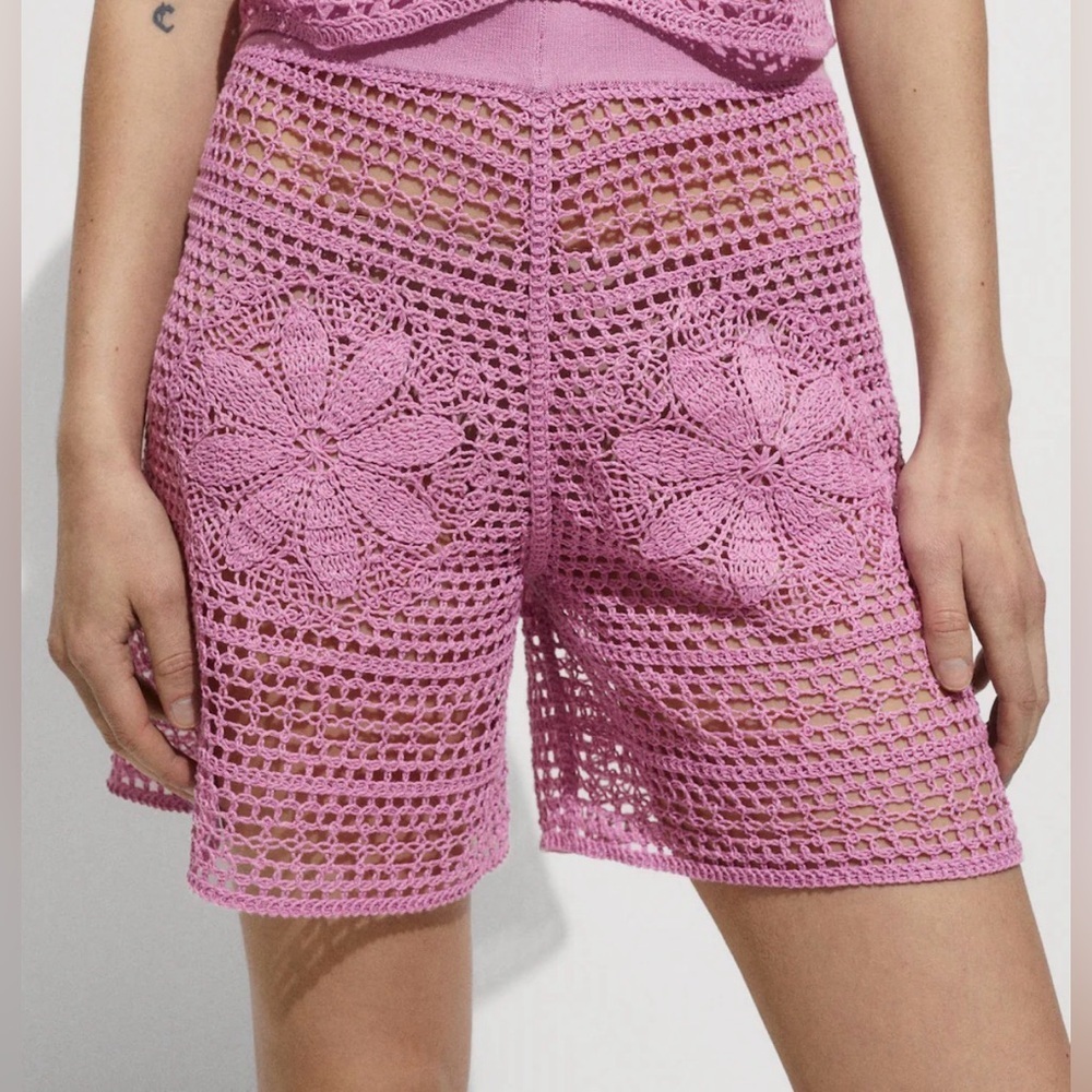 Mango NWT purple crochet shorts, medium